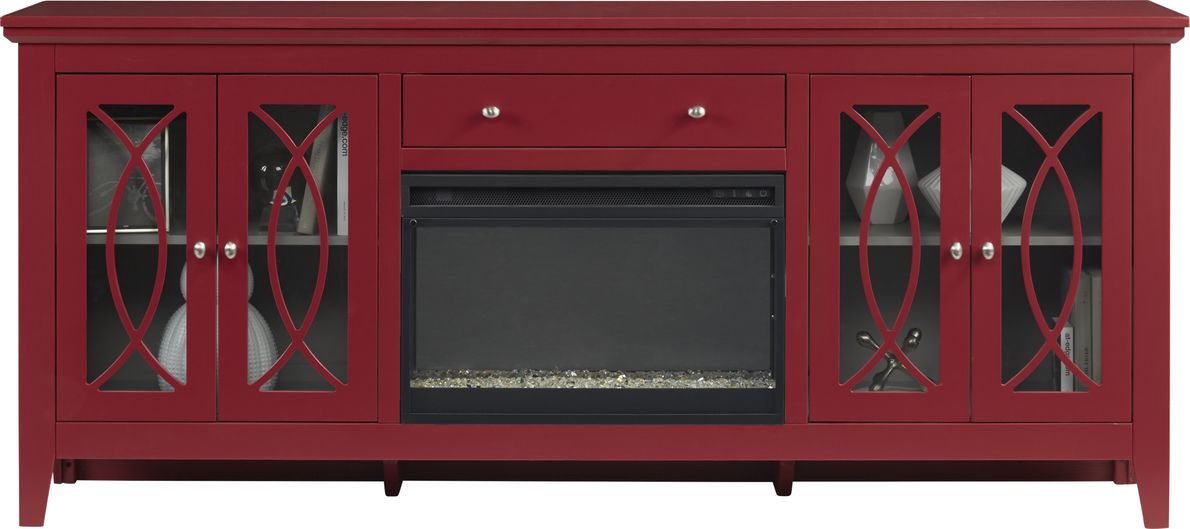 60 cherry glass door deals console fireplace