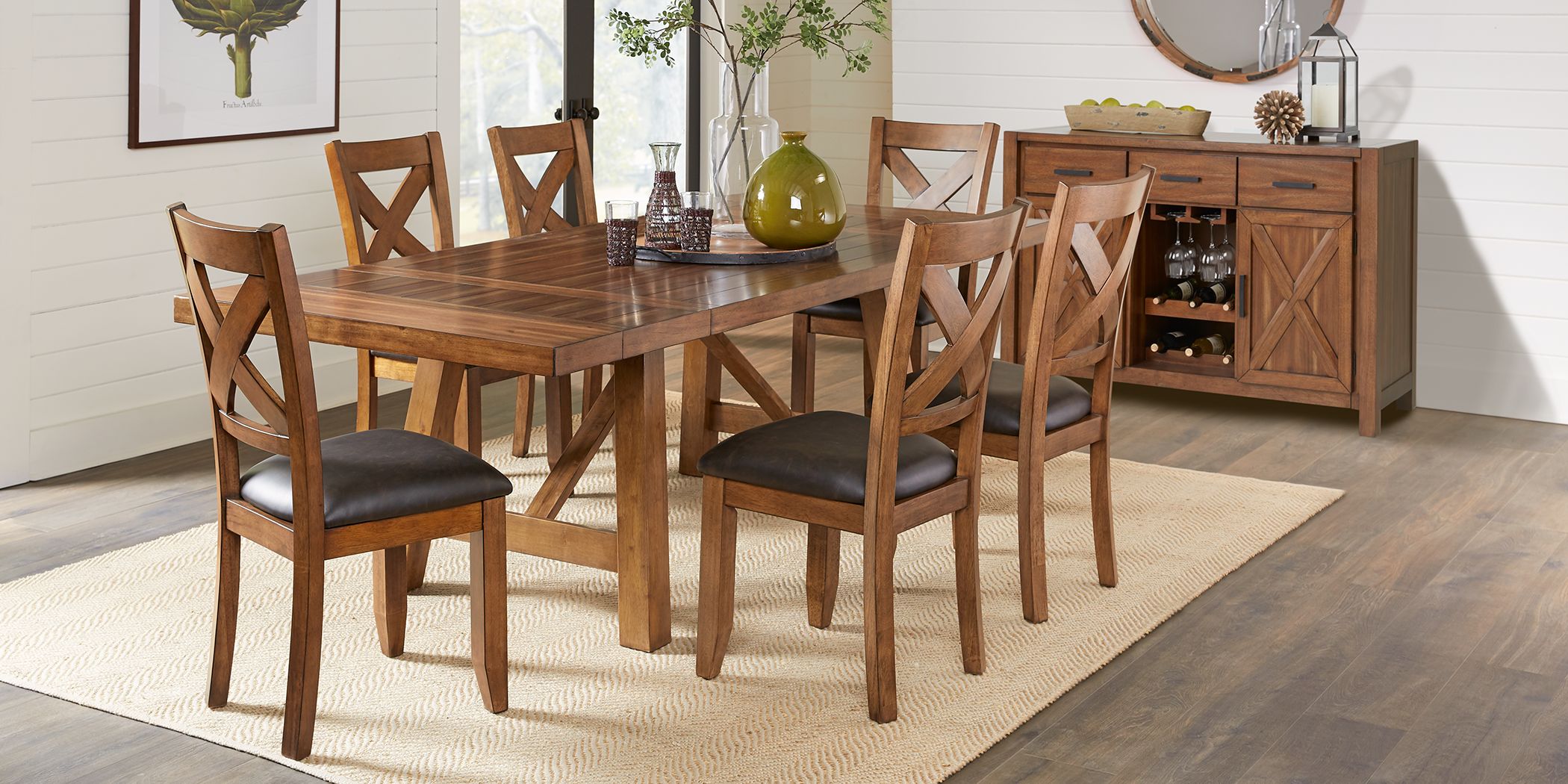 Acorn Cottage Brown 5 Pc Dining Room with X-Back Chairs