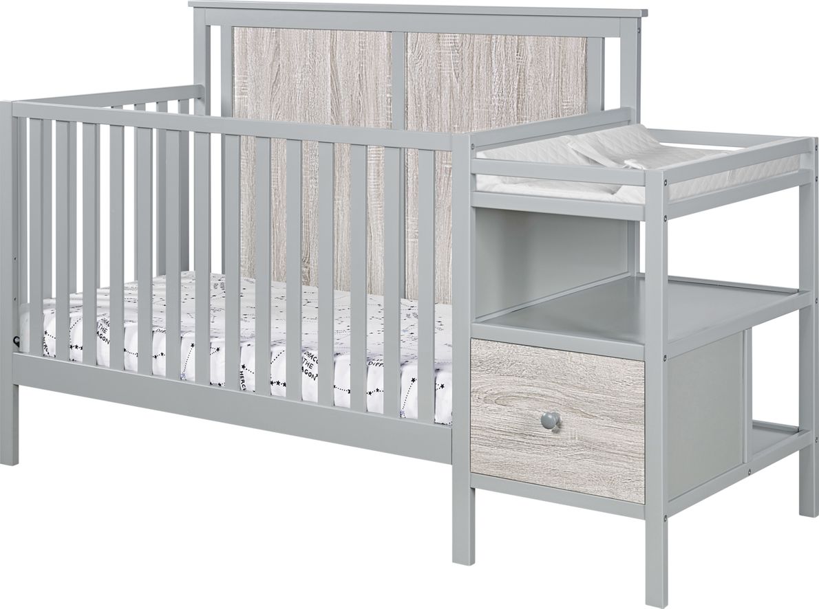 Grey crib clearance with changing table