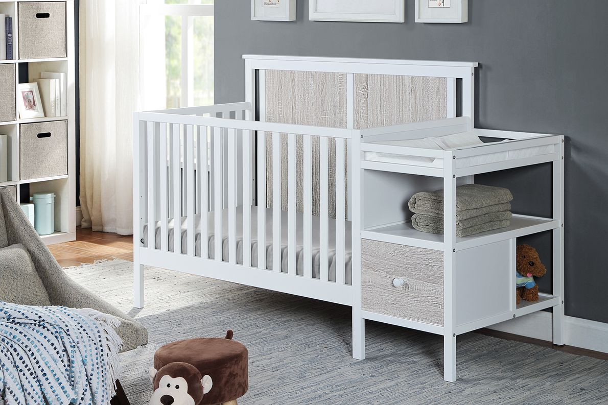 White crib deals with changing table