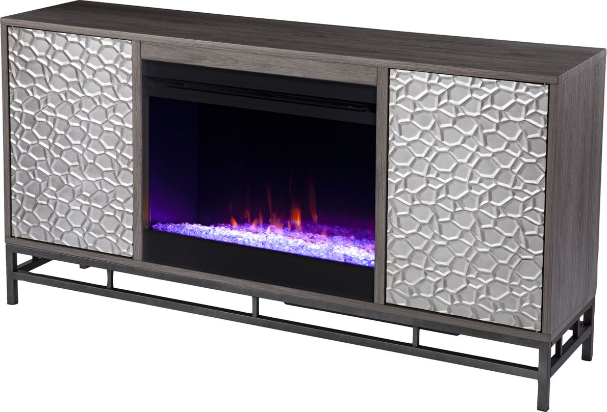 Angevine I Gray 54 in. Console With Electric Fireplace