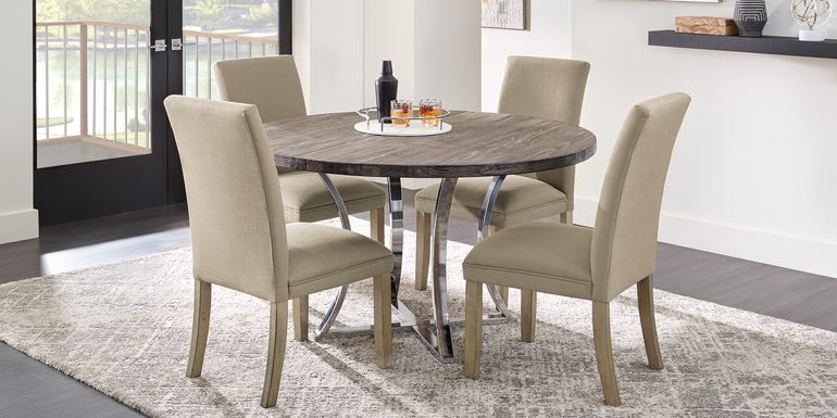 Arland Dark Brown 5 Pc Round Dining Room with Brown Chairs