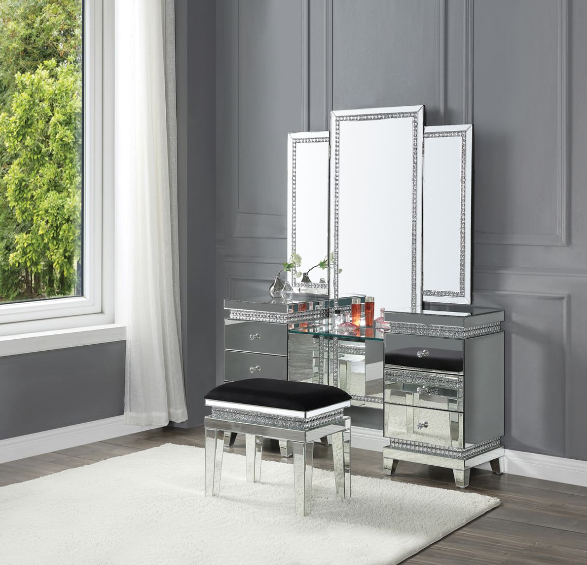 Silver deals vanity desk