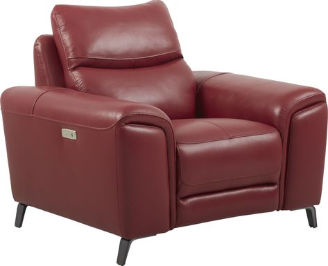 Astoria Heights Red Leather Power Recliner