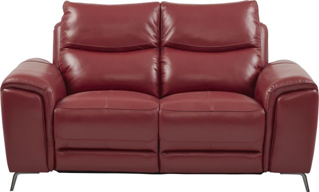 Astoria Heights Red Leather Power Reclining Loveseat