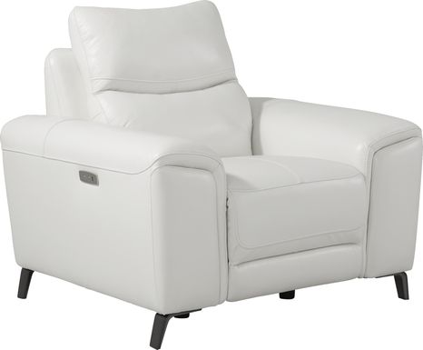 Astoria Heights White Leather Power Recliner