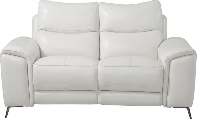 Astoria Heights White Leather Power Reclining Loveseat