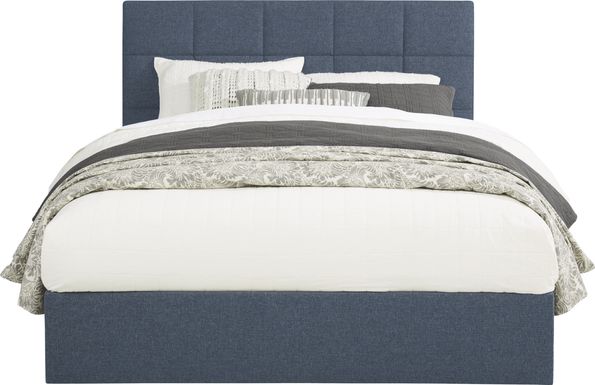 Aubrielle Blue 3 Pc King Square Upholstered Bed