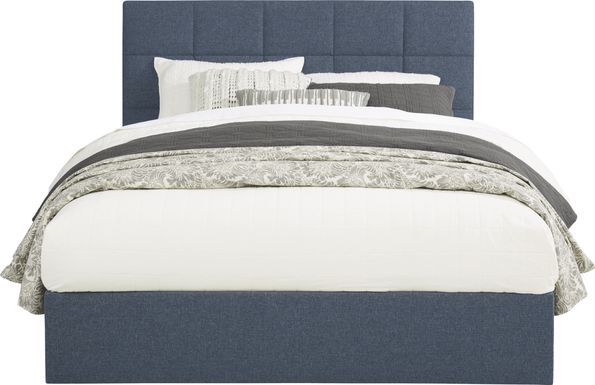 Aubrielle Blue 3 Pc Queen Square Upholstered Bed