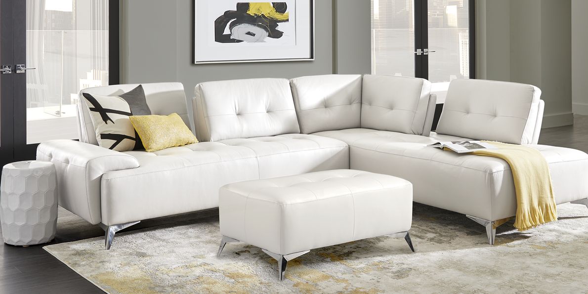 Rooms to go white deals leather sectional