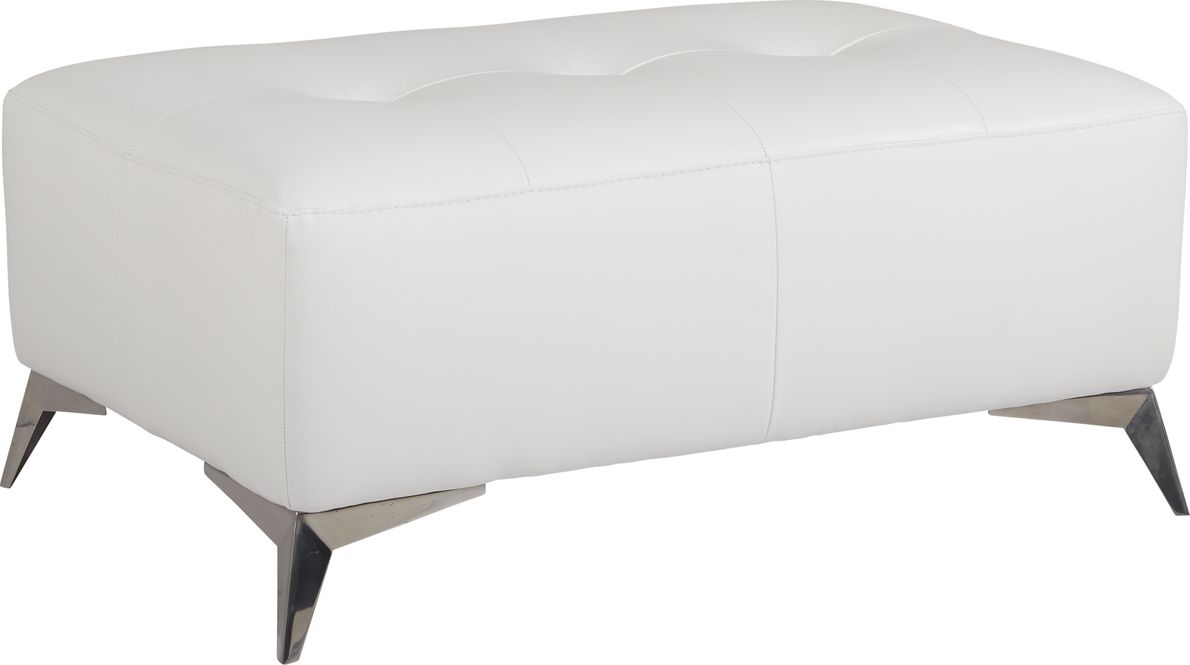 White leather store cocktail ottoman