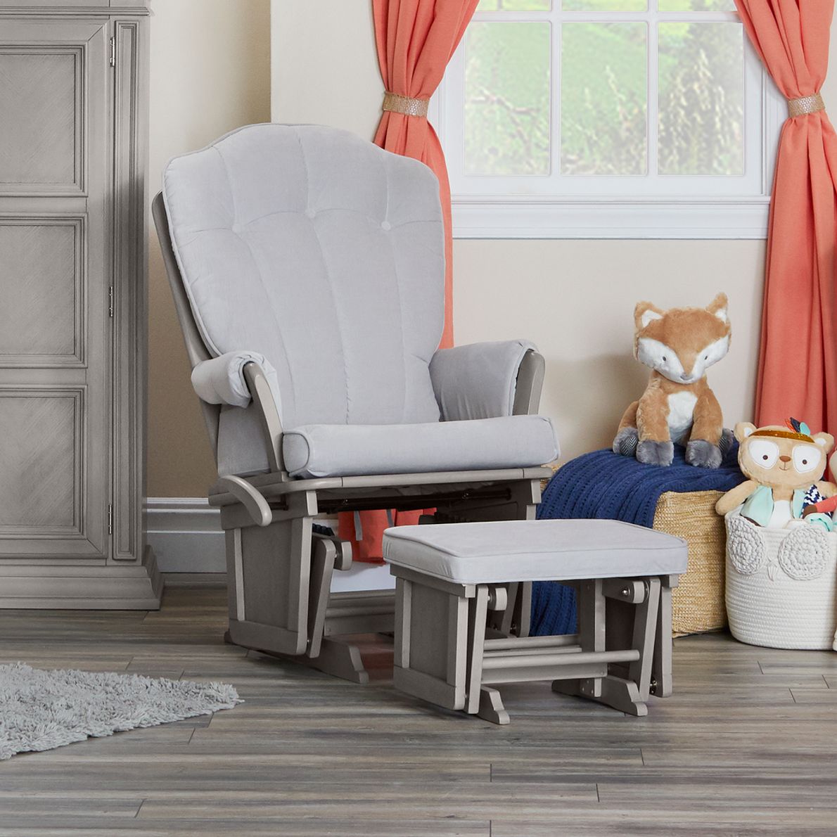 Light grey glider chair best sale