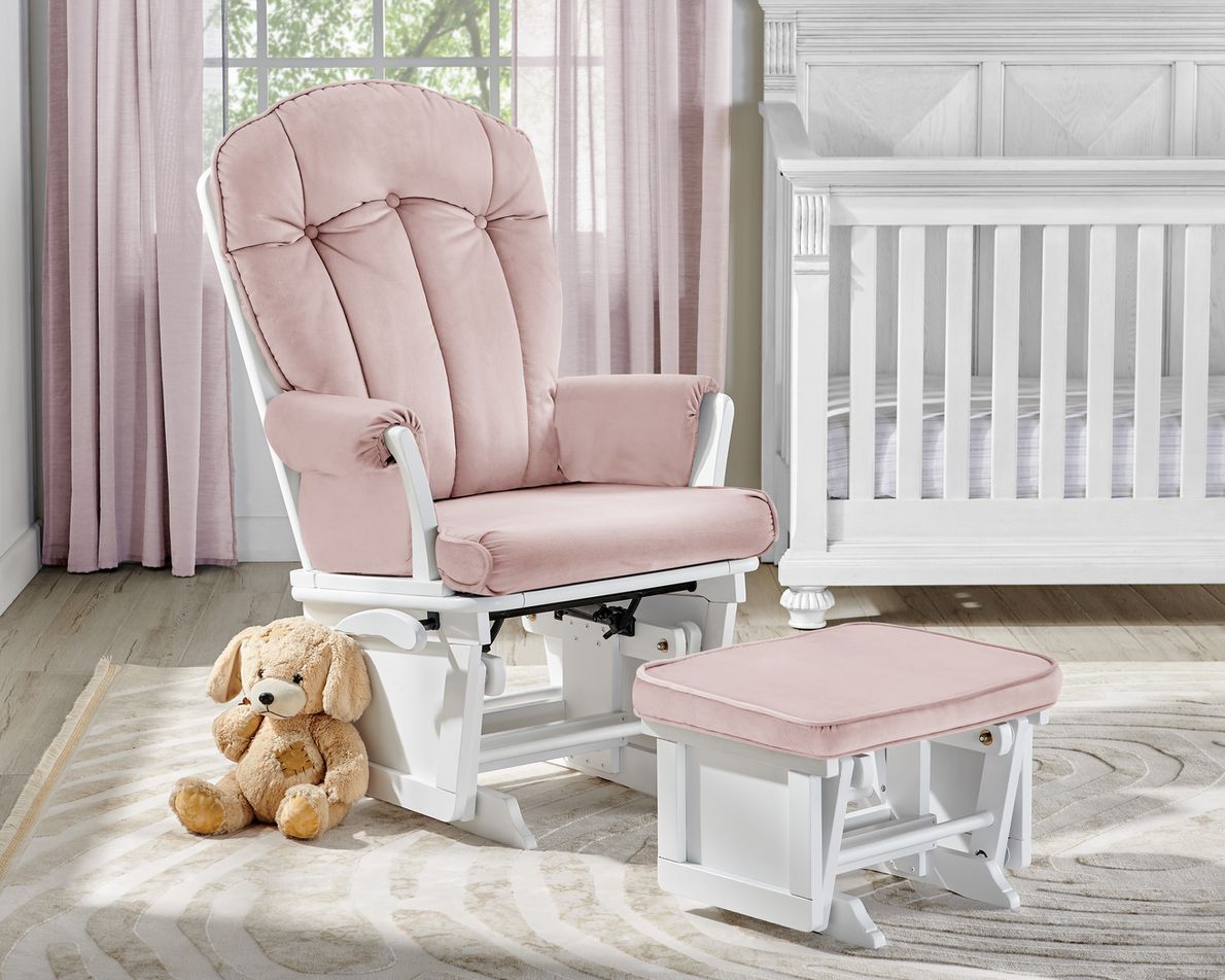 Baby Cache Vanya Pink Glider and Ottoman Rooms To Go