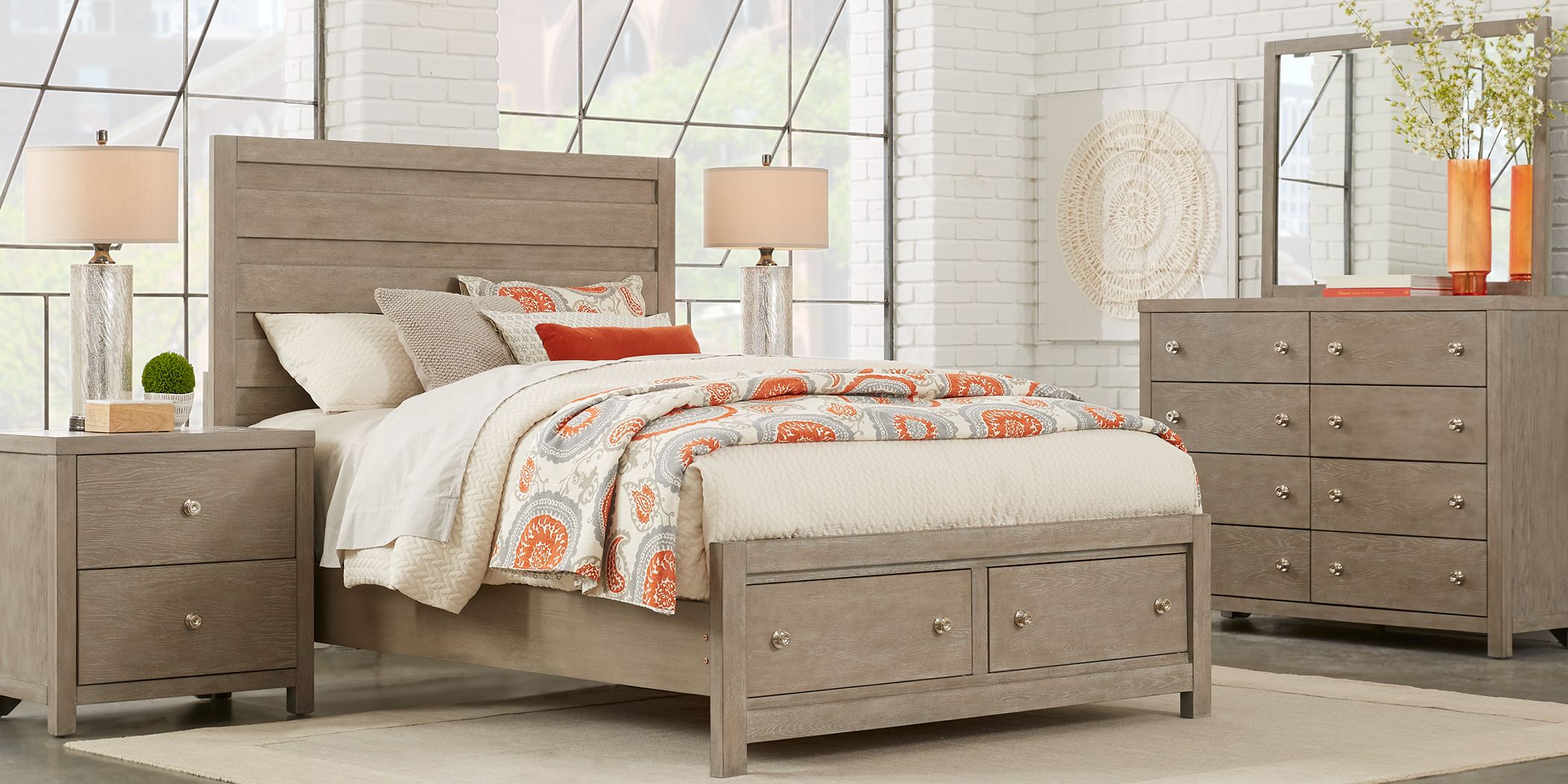 Barringer Place Gray 8 Pc King Panel Bedroom with Storage