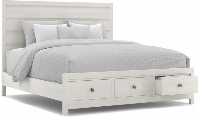 Barringer Place White 3 Pc King Panel Bed with Storage