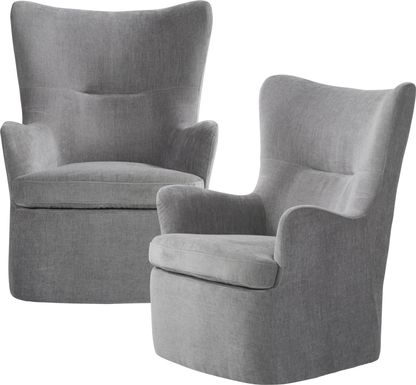 Barsha Heights Gray Swivel Glider Chair (Set of 2)