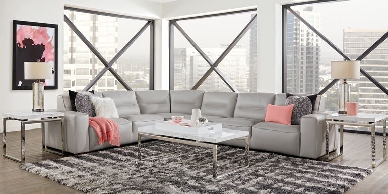 Bartello Gray 4 Pc Leather Sectional