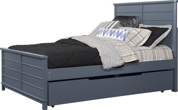 Bay Street Blue 4 Pc Full Panel Bed with Trundle