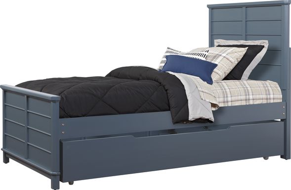 Bay Street Blue 4 Pc Twin Panel Bed with Trundle