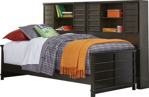 Kids Bay Street Charcoal Twin Bookcase Wall Bed