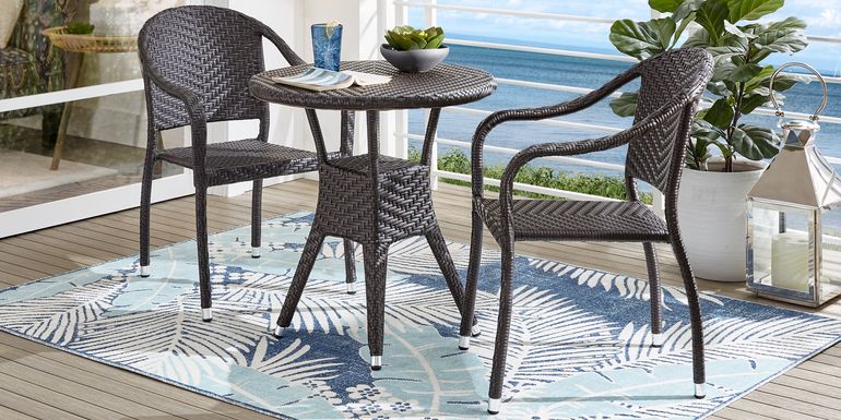 Bay Terrace Brown Wicker 3 Pc 28 in. Round Outdoor Dining Set