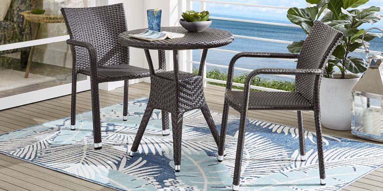 Bay Terrace Brown Wicker 3 Pc 28 in. Round Outdoor Dining Set