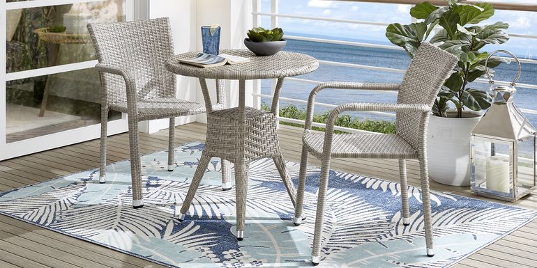 Bay Terrace Gray Wicker 3 Pc 28 in. Round Outdoor Dining Set