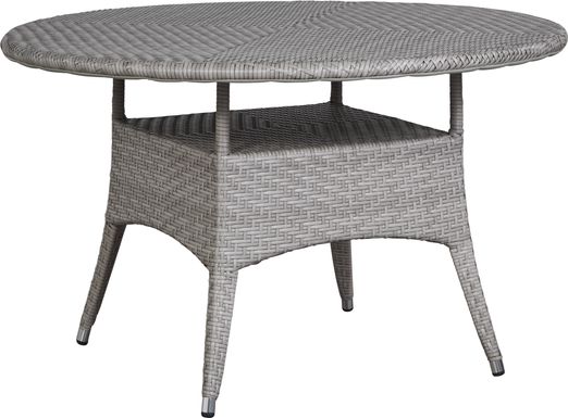 Bay Terrace Gray Wicker 48 in. Round Outdoor Dining Table