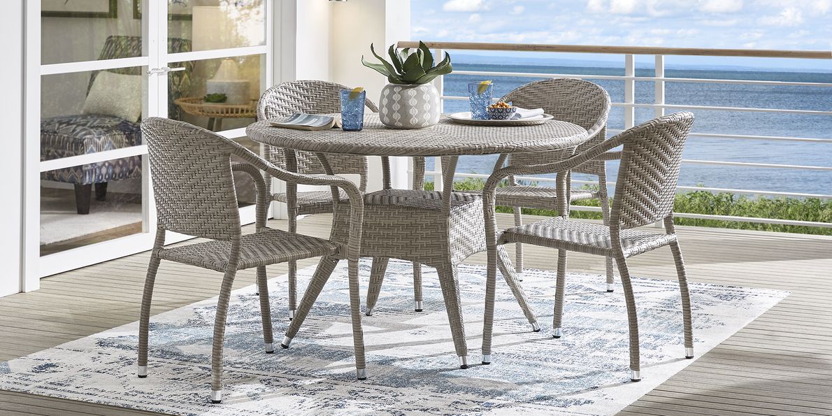 5 piece outdoor 2025 wicker dining set