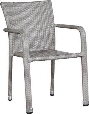 Bay Terrace Gray Wicker Square Back Outdoor Arm Chair