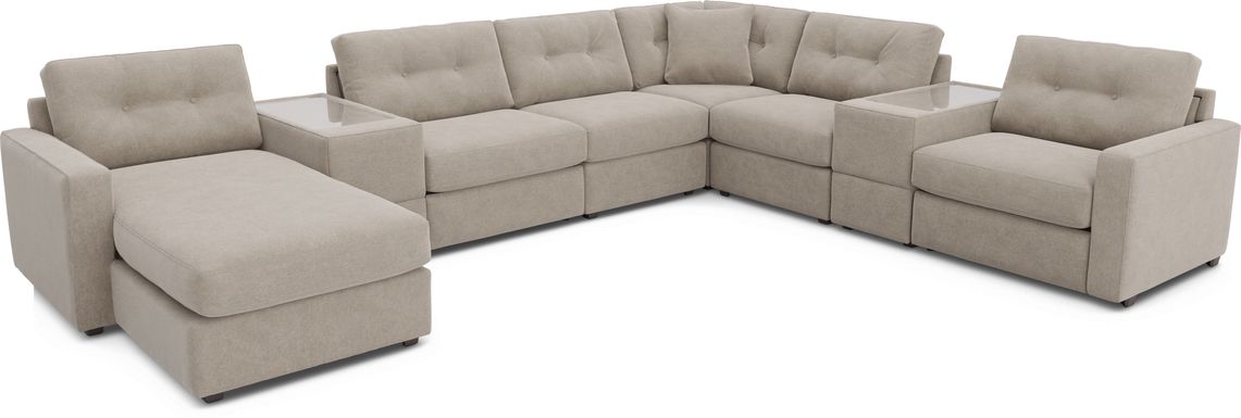 Beige 8 Pc Power Reclining ModularOne with Media Consoles