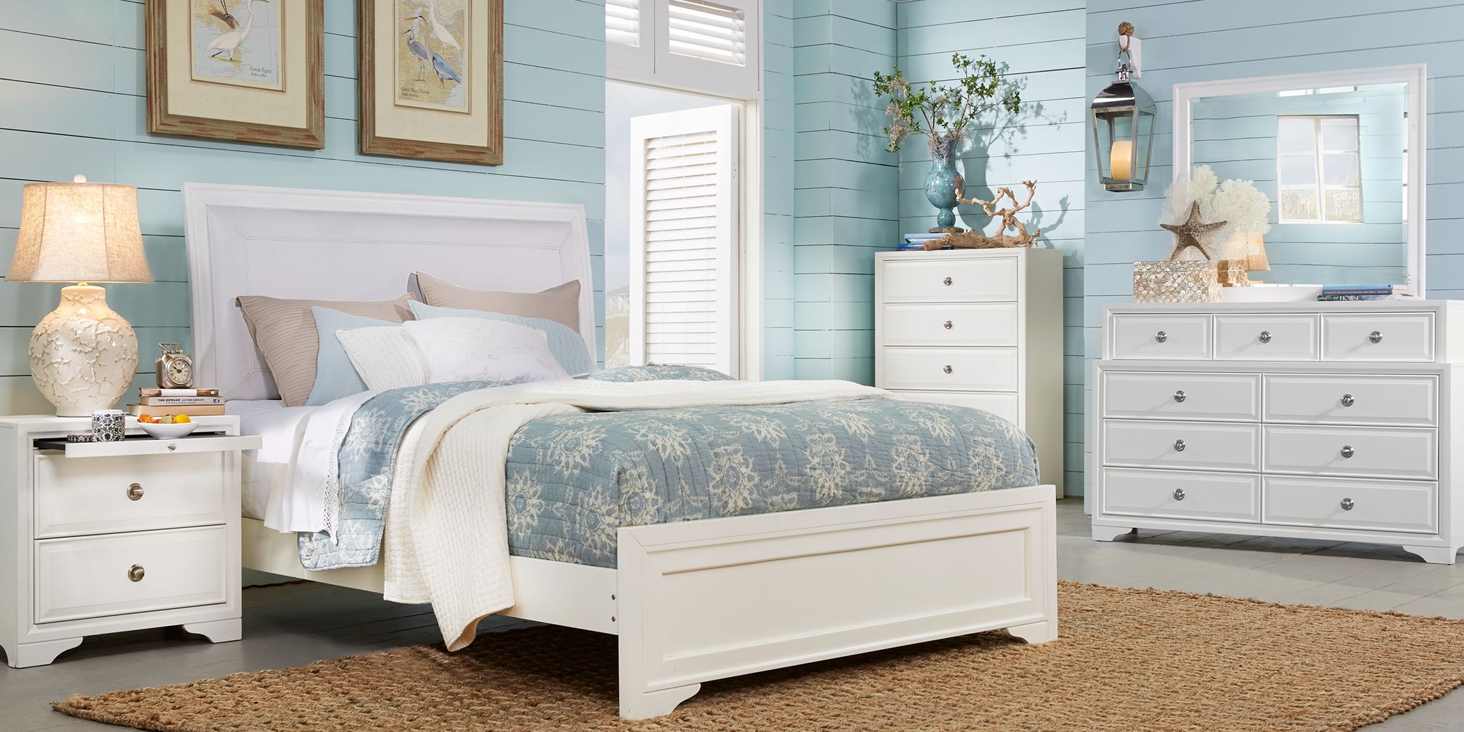 Belcourt White 5 Pc King Upholstered Bedroom