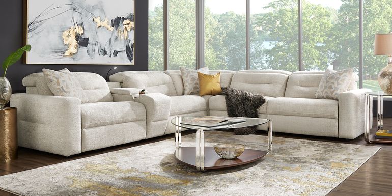 Belia Beige 6 Pc Dual Power Reclining Sectional