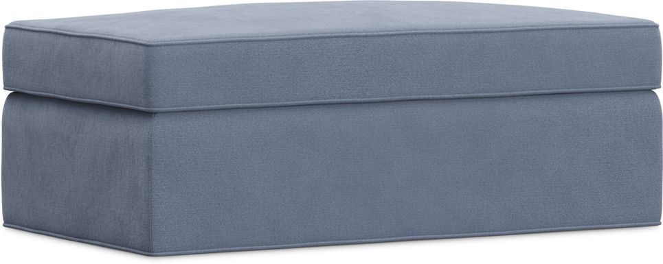 Bellingham Blue Microfiber Storage Ottoman