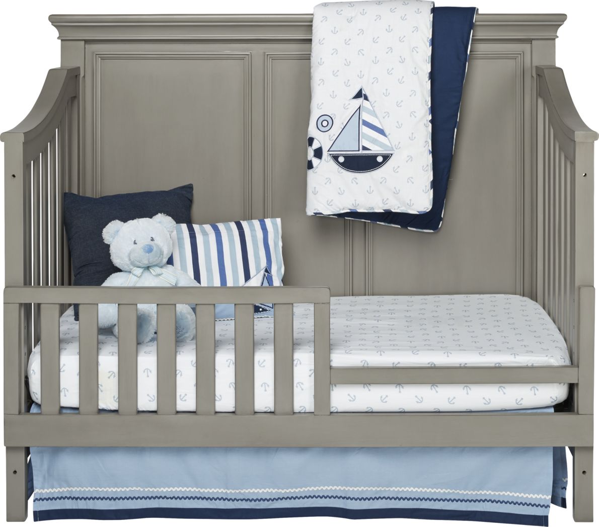 Belmar Gray Crib with Toddler Conversion Rails Rooms To Go