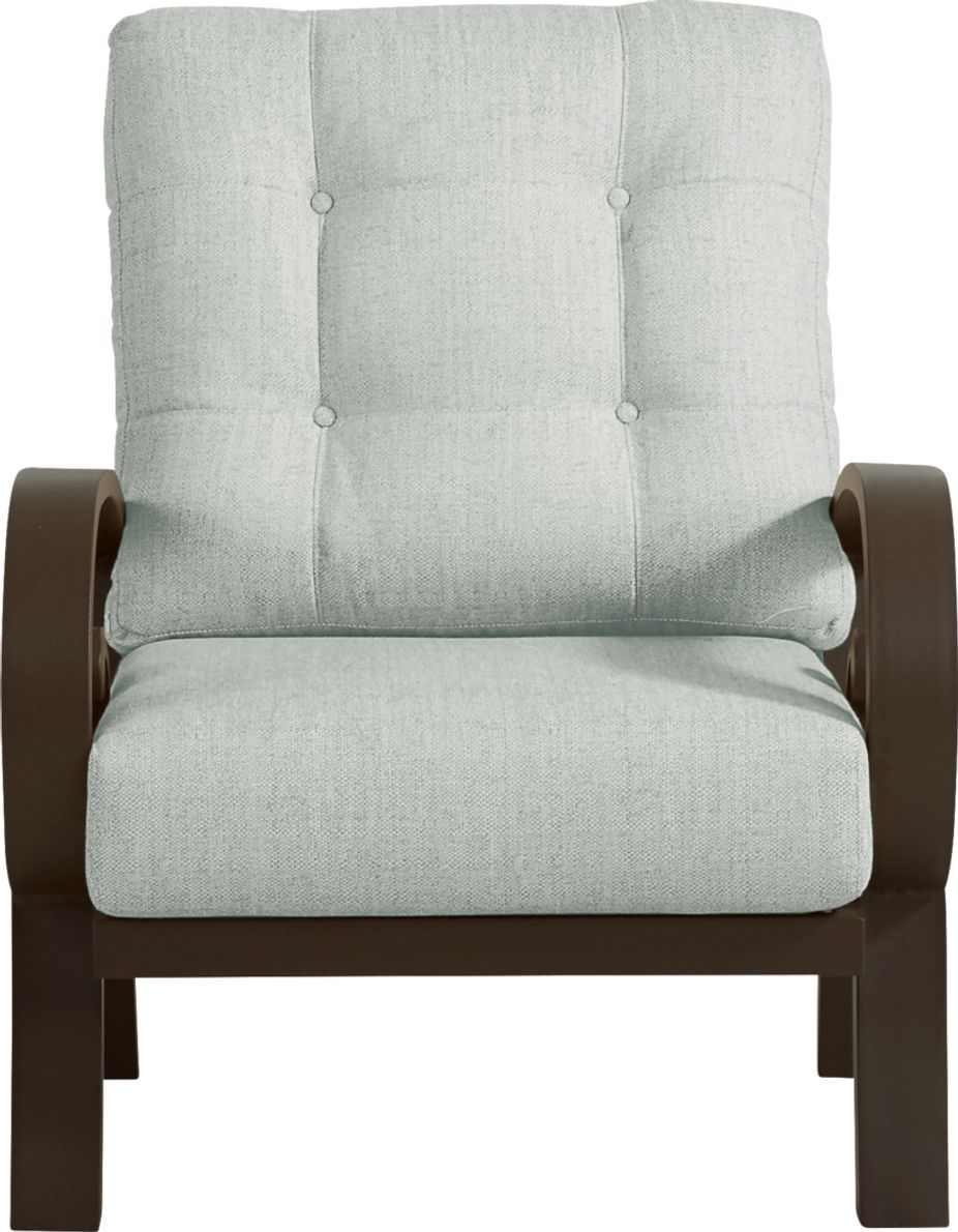 Bermuda Bay Aged Bronze Outdoor Club Chair with Rollo Seafoam Cushions -  Rooms To Go