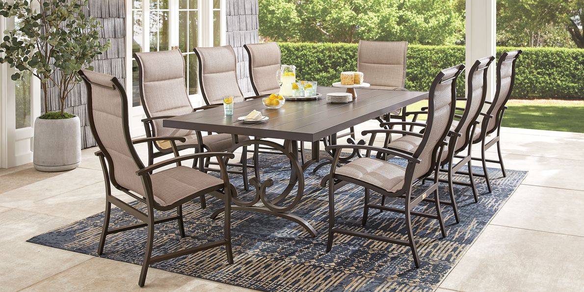 Patio dining set with best sale sling chairs