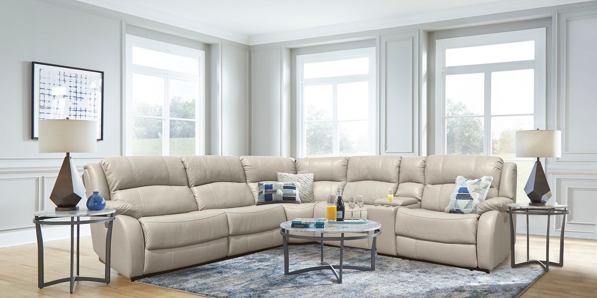 Beige deals sectional recliner