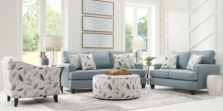 Blooming Grove Aqua 2 Pc Living Room