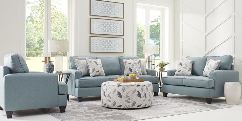 Blooming Grove Aqua 3 Pc Living Room