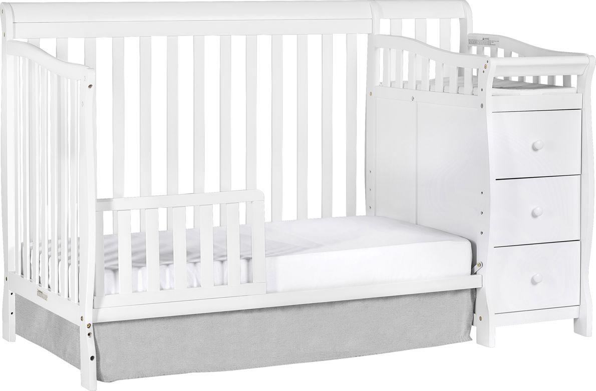 White convertible crib with deals changing table