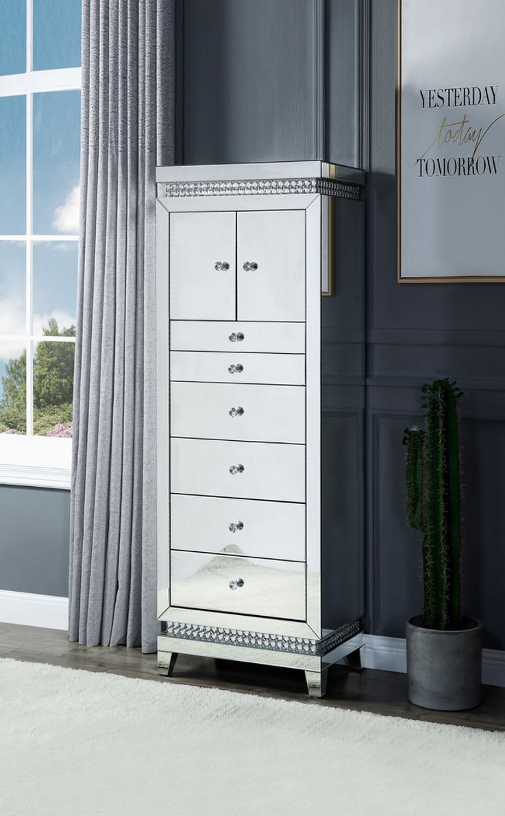 Silver mirrored jewelry deals armoire