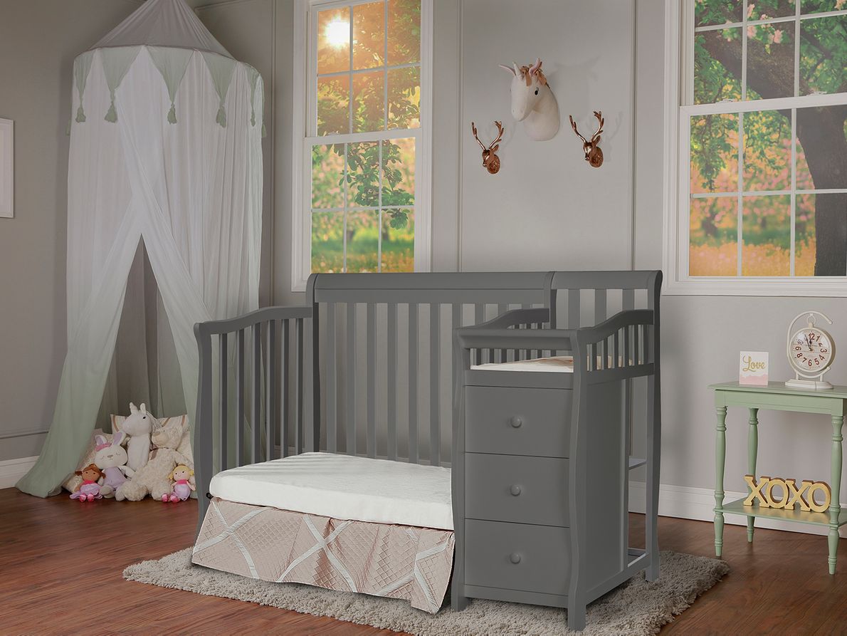 Mini gray outlet crib