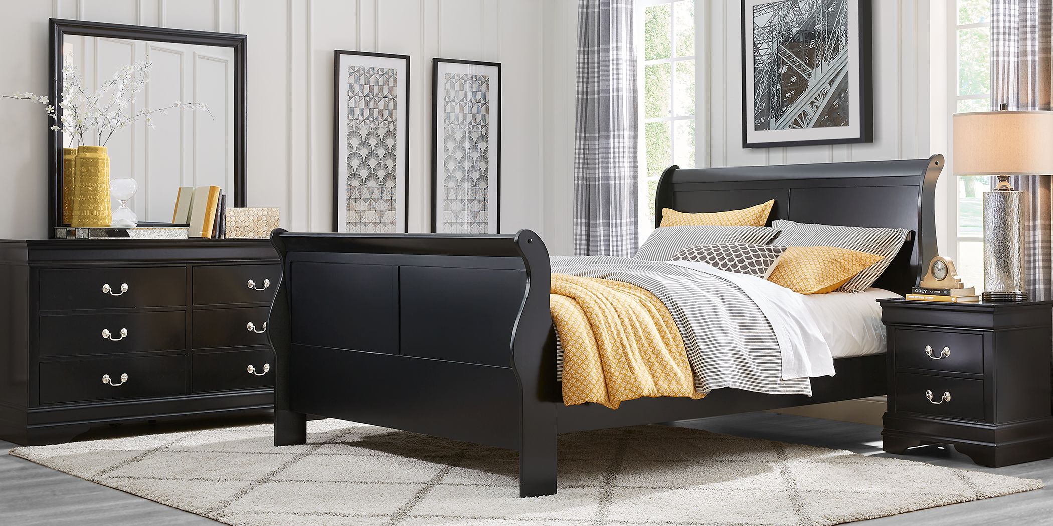 Brevard Black 5 Pc Queen Sleigh Bedroom
