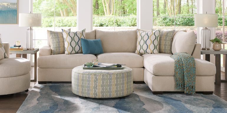 Briar Street Beige Chenille 3 Pc Sectional Living Room