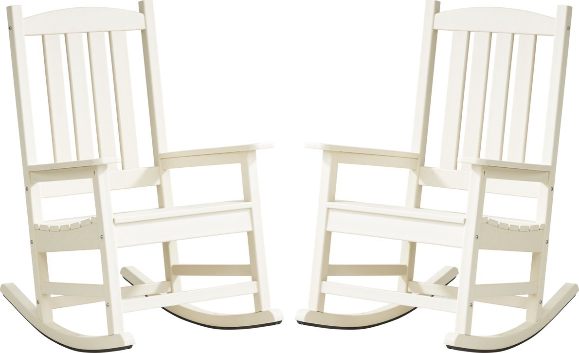 Brocky White Outdoor Rocking Chair Set of Two Rooms To Go
