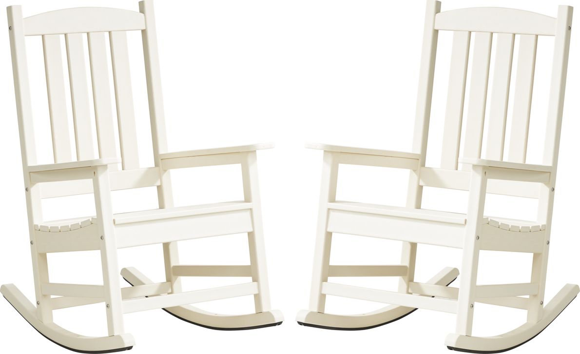 Brocky White Outdoor Rocking Chair Set of Two Rooms To Go