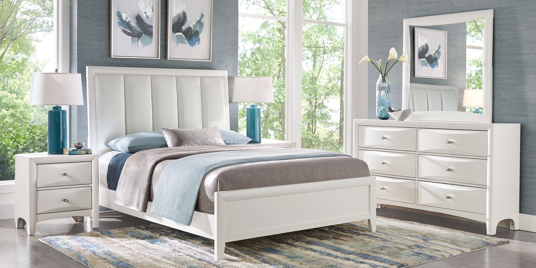 Brookeville White 5 Pc King Upholstered Bedroom