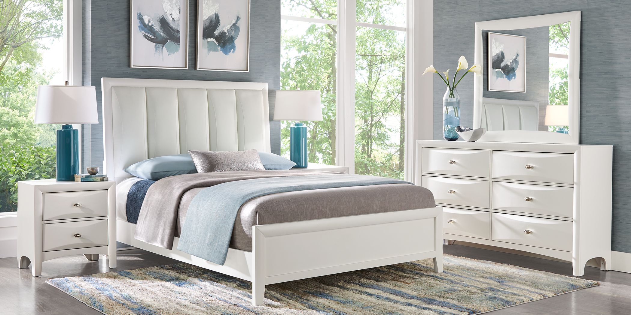 Brookeville White 3 Pc Queen Upholstered Bed Rooms To Go