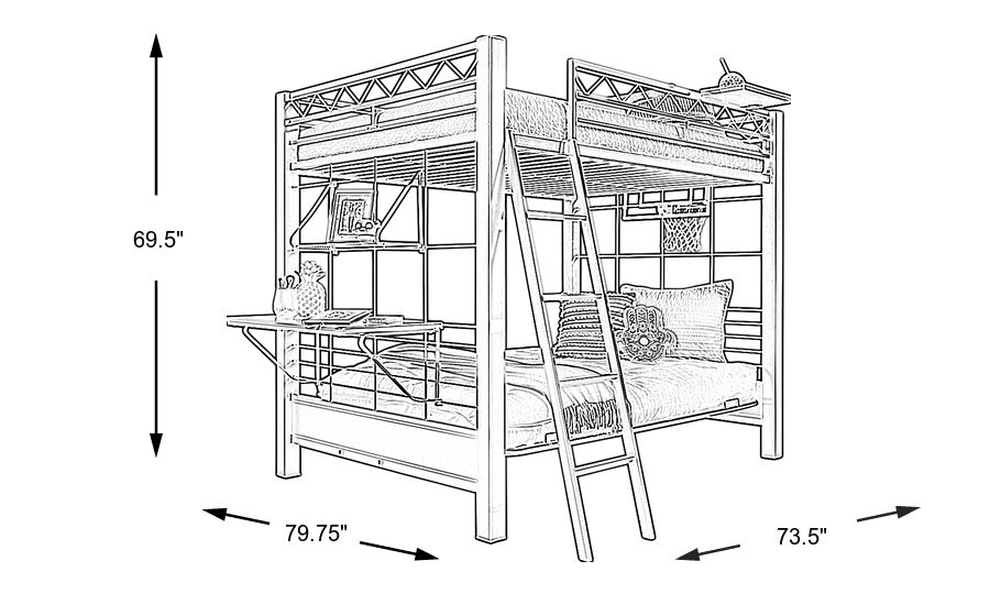 BuildaBunk Gray Full/Futon Loft Bed with Blue Accessories Rooms To Go